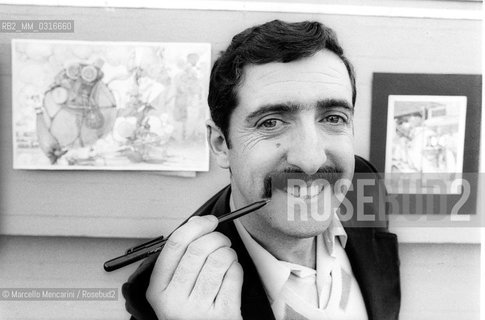 Lucca, 1984. Italian cortoonist Fabrizio Del Tessa / Lucca, 1984. Fabrizio Del Tessa, disegnatore di fumetti - ©Marcello Mencarini/Rosebud2