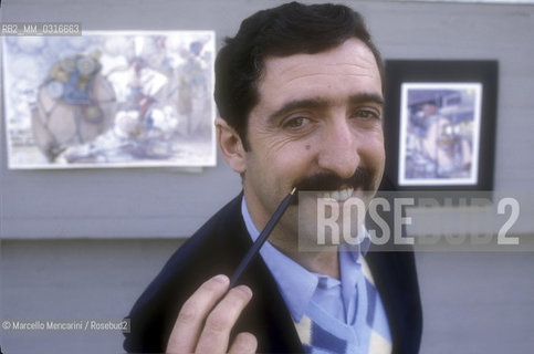 Lucca, 1984. Italian cortoonist Fabrizio Del Tessa / Lucca, 1984. Fabrizio Del Tessa, disegnatore di fumetti - ©Marcello Mencarini/Rosebud2