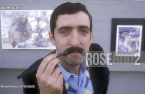 Lucca, 1984. Italian cortoonist Fabrizio Del Tessa / Lucca, 1984. Fabrizio Del Tessa, disegnatore di fumetti - ©Marcello Mencarini/Rosebud2