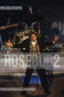 Sanremo Music Festival 1989. Italian perciussionist and singer Tullio De Piscopo, in competition with the song E allora e allora / Festival di Sanremo 1989. Il percussionista e cantante Tullio De Piscopo, in concorso con la canzone E allora e allora - ©Marcello Mencarini/Rosebud2