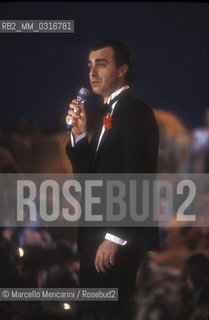 Sanremo Music Festival 1990. Armando de Razza sings La lambada strofinera in competition in the New Proposals section / Festival di Sanremo 1990. Armando De Razza canta La lambada strofinera, in gara nella sezione Nuove proposte - ©Marcello Mencarini/Rosebud2