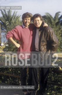 Sanremo Music Festival 1988. Italian pop singer Peppino di Capri (pseudonym of Giuseppe Faiella) and his wife Giuliana Gagliardi / Festival di sanremo 1988. Il cantante Peppino di Capri con sua moglie Giuliania Gagliardi - ©Marcello Mencarini/Rosebud2