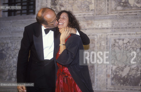 Venice, Doges Palace, Venice Film Festival 1993. Press officers of the Festival Adriano Donaggio and Flavia Schiavi / Venezia, Palazzo Ducale, Mostra del Cinema di Venezia 1993. Adriano Donaggio e Flavia Schiavi, addetti stampa della Mostra - ©Marcello Mencarini/Rosebud2