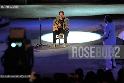 Milan, October 28, 1999. Italian pop singer Adriano Celentano on the set of his TV program Francamente me ne infischio / Milano, 28 ottobre 1999. Il cantante Adriano Celentano sul set del suo programma televisivo Francamente me ne infischio - ©Marcello Mencarini/Rosebud2