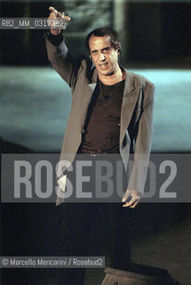 Milan, October 28, 1999. Italian pop singer Adriano Celentano on the set of his TV program Francamente me ne infischio / Milano, 28 ottobre 1999. Il cantante Adriano Celentano sul set del suo programma televisivo Francamente me ne infischio - ©Marcello Mencarini/Rosebud2