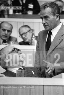 Rome, 1979, 15th National Congress of the Italian Communist Party. Italian politicians Gerardo Chiaromonte [?] and Pietro Ingrao, members of the Party / Roma, 1979. XXV° Congresso del partito Comunista Italiano. I politici Gerardo Chiaromonte [?] e Pietro Ingrao, membri del partito - ©Marcello Mencarini/Rosebud2