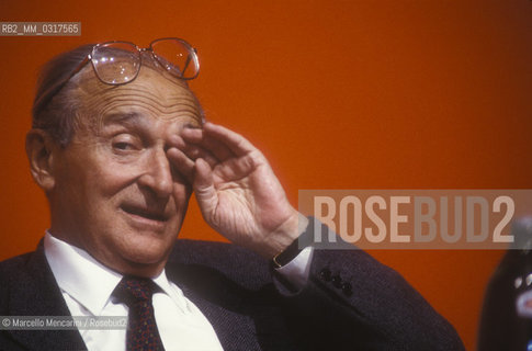 Member of Italian Communist Party Alessandro Natta at the XXth Rimini congress in February 1991, when the Italian Communist Party changed its name to the Democratic Party of the Left / Il politico membro del partito Alessandro Natta al XX° Congresso del PCI-PDS che si tenne a Rimini nel 1991, quando il Partito Comunista Italiano divenne Partito Democratico della Sinistra (PDS) - ©Marcello Mencarini/Rosebud2