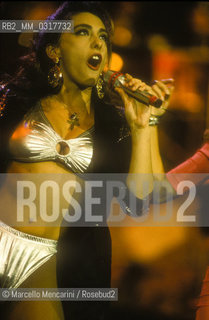 Sanremo Music festival 1991. Italian pop singers Sabrina Salerno / Festival di Sanremo 1991. La cantante Sabrina Salerno - ©Marcello Mencarini/Rosebud2