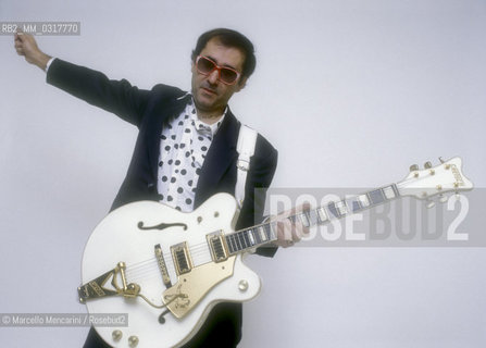 Sanremo Music Festival 1985. Italian rock singer Ivan Graziani, at the Festival with the song Franca ti amo / Festival di Sanremo 1985. Il cantante Ivan Graziani, al Festival con la canzone Franca ti amo - ©Marcello Mencarini/Rosebud2