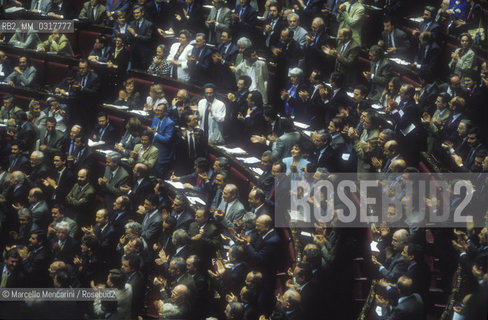 Rome, Chamber of Deputies in Palazzo Montecitorio, May 25, 1992. The Parliament in joint session of both Houses to elect the President of the Italian Republic, that will be Oscar Luigi Scalfaro / Roma, Palazzo Montecitorio Camera dei Deputati, 25 maggio 1992. Le Camere riunite in sessione congiunta per eleggere il Presidente della Repubblica, che sarà Oscar Luigi Scalfaro - ©Marcello Mencarini/Rosebud2