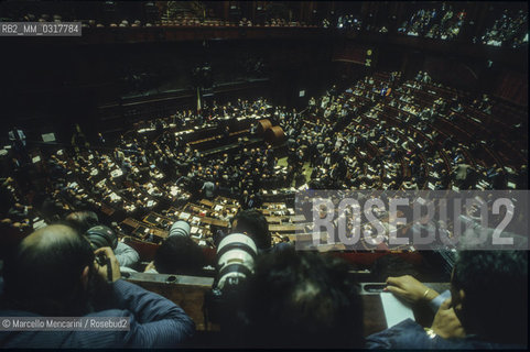 Rome, Chamber of Deputies in Palazzo Montecitorio, May 25, 1992. The Parliament in joint session of both Houses to elect the President of the Italian Republic, that will be Oscar Luigi Scalfaro / Roma, Palazzo Montecitorio Camera dei Deputati, 25 maggio 1992. Le Camere riunite in sessione congiunta per eleggere il Presidente della Repubblica, che sarà Oscar Luigi Scalfaro - ©Marcello Mencarini/Rosebud2