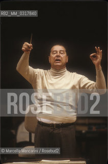 Rome, about 1985. Spanish conductor and composer Rafael Frühbeck de Burgos during a rehearsal / Roma, 1985 circa. Il compositore e direttore durchestra Rafael Frühbeck de Burgos durante una prova - ©Marcello Mencarini/Rosebud2