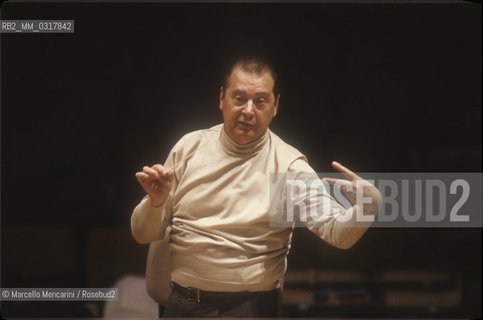 Rome, about 1985. Spanish conductor and composer Rafael Frühbeck de Burgos during a rehearsal / Roma, 1985 circa. Il compositore e direttore durchestra Rafael Frühbeck de Burgos durante una prova - ©Marcello Mencarini/Rosebud2