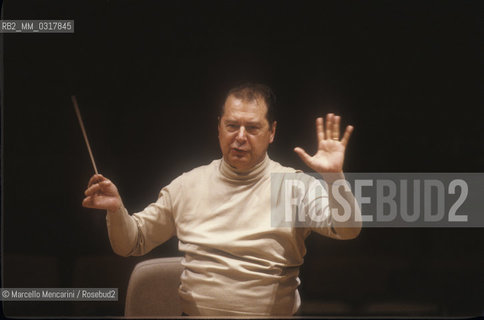 Rome, about 1985. Spanish conductor and composer Rafael Frühbeck de Burgos during a rehearsal / Roma, 1985 circa. Il compositore e direttore durchestra Rafael Frühbeck de Burgos durante una prova - ©Marcello Mencarini/Rosebud2