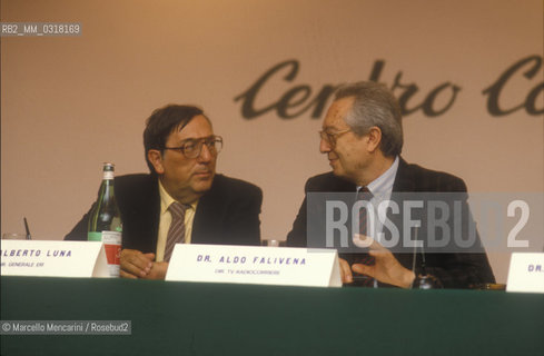 RAI-Eri manager Alberto Luna and journalist Aldo Falivena (about 1985) / Il manager RAI-Eri Alberto Luna e il giornalista Aldo Falivena (1985 circa) - ©Marcello Mencarini/Rosebud2