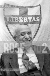 Modena, 1979, Italian politician Amintore Fanfani at Festa dellAmicizia (Friendship Festival) the annual meeting of his party, the Italian Democracy Party (DC) / Modena, 1979, Il politico Amintore Fanfani alla Festa dellamicizia, raduno annuale del suo partito, la Democrazia Cristiana - ©Marcello Mencarini/Rosebud2