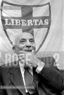 Modena, 1979, Italian politician Amintore Fanfani at Festa dellAmicizia (Friendship Festival) the annual meeting of his party, the Italian Democracy Party (DC) / Modena, 1979, Il politico Amintore Fanfani alla Festa dellamicizia, raduno annuale del suo partito, la Democrazia Cristiana - ©Marcello Mencarini/Rosebud2