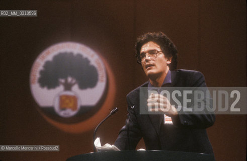 Italian politician Pietro Folena at the XXth Rimini congress in February 1991, when the Italian Communist Party changed its name to the Democratic Party of the Left (PDS) / Rimini, 1991. Il politico Pietro Folena al XX° Congresso del Partito Comunista Italiano, quando il PCI ha cambiato nome diventando Partito Democratico della Sinistra (PDS) - ©Marcello Mencarini/Rosebud2