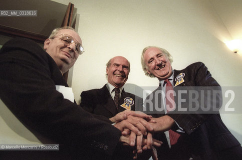 Rome, November 1999. Oncologists Judah Folkman, Umberto Veronesi, Gordon McVie / Roma, novembre 1999. Gli oncologi Judah Folkman, Umberto Veronesi, Gordon McVie - ©Marcello Mencarini/Rosebud2