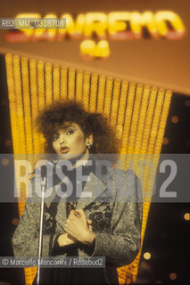 Sanremo Music Festival 1984. Flavia Fortunato performs Aspettami ogni sera (Wait for Me Every Night), third place in the New Proposals section / Festival di Sanremo 1984. Flavia Fortunato canta Aspettami ogni sera, terza classificata nella categoria Nuove Proposte - ©Marcello Mencarini/Rosebud2