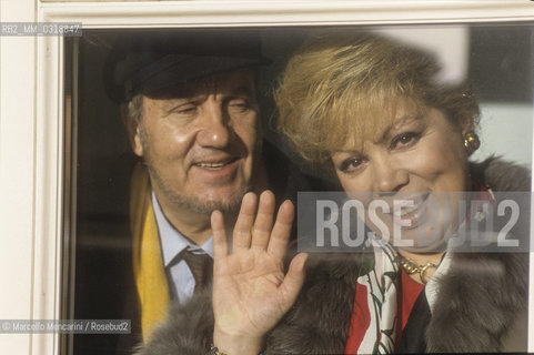 Genoa, Carlo felice Theater, 1992. Italian soprano Mirella Freni and her husband, operatic bass Nicolaj Ghiaurov / Genova, Teatro Carlo Felice, 1992. Il soprano Mirella Freni e suo marito, il basso Nicolaj Ghiaurov - ©Marcello Mencarini/Rosebud2