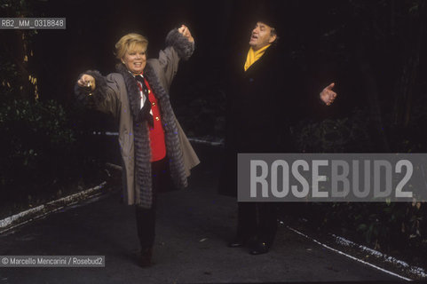 Genoa, Carlo felice Theater, 1992. Italian soprano Mirella Freni and her husband, operatic bass Nicolaj Ghiaurov / Genova, Teatro Carlo Felice, 1992. Il soprano Mirella Freni e suo marito, il basso Nicolaj Ghiaurov - ©Marcello Mencarini/Rosebud2