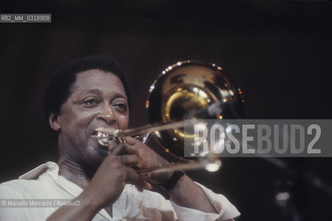 American jazz trombonist Curtis Fuller performing (about 1985) / Il trombonista jazz Curtis Fuller in concerto - ©Marcello Mencarini/Rosebud2
