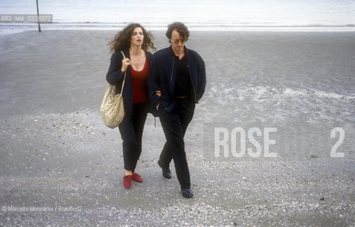 Venice Lido, Venice Film Festival 1993. Italian actress Anna Galiena and her husband / Lido di Venezia, Mostra del Cinema di Venezia 1993.  Lattrice Anna Galiena con suo marito - ©Marcello Mencarini/Rosebud2