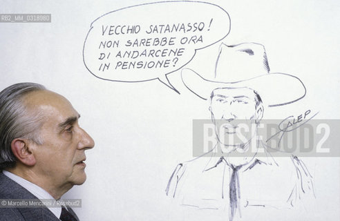 Lucca, 1986. Italian cartoonist Aurelio Galleppini, creator of the comic Tex Willer / Lucca, 1986. Il disegnatore Aurelio Galleppini (Galep), autore di Tex Willer - ©Marcello Mencarini/Rosebud2