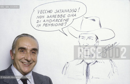 Lucca, 1986. Italian cartoonist Aurelio Galleppini, creator of the comic Tex Willer / Lucca, 1986. Il disegnatore Aurelio Galleppini (Galep), autore di Tex Willer - ©Marcello Mencarini/Rosebud2