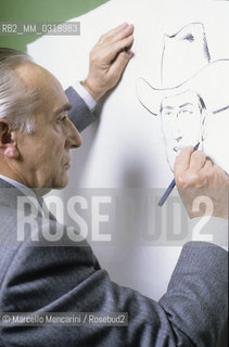 Lucca, 1986. Italian cartoonist Aurelio Galleppini, creator of the comic Tex Willer / Lucca, 1986. Il disegnatore Aurelio Galleppini (Galep), autore di Tex Willer - ©Marcello Mencarini/Rosebud2