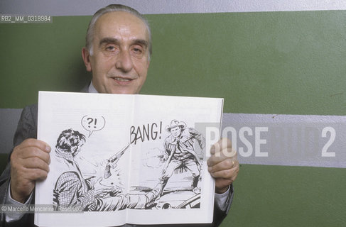 Lucca, 1986. Italian cartoonist Aurelio Galleppini, creator of the comic Tex Willer / Lucca, 1986. Il disegnatore Aurelio Galleppini (Galep), autore di Tex Willer - ©Marcello Mencarini/Rosebud2