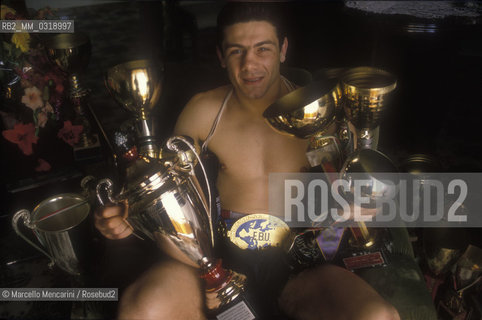 Italian boxer MAURO GALVANO, 1990 / MAURO GALVANO, pugile, 1990 ©Marcello Mencarini/Rosebud2