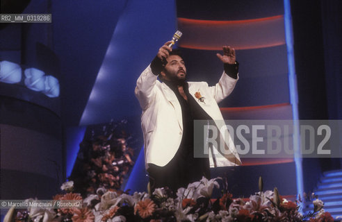 Sanremo Music Festival 1989. Italian pop singer Gepy & Gepi (real name: Giampiero Scalamogna) / Festival di Sanremo 1989. Il cantante Gepy & Gepy - ©Marcello Mencarini/Rosebud2
