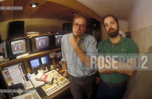Italian film critics and authors of Italian TV broadcast Blob about (1990) / I critici cinematografici, autori della trasmissione televisiva Blob, Enrico Ghezzi e Marco Giusti (1990 circa) - ©Marcello Mencarini/Rosebud2