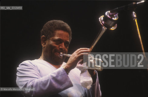 American jazz trombonist Dizzy Gillespie performing (about 1985) / Il trombonista jazz Dizzy Gillespie in concerto (1985 circa) - ©Marcello Mencarini/Rosebud2