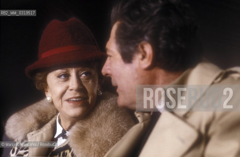 Rome, Cinecittà Studios, March 1985. Actors Giulietta Masina and Marcello Mastroianni at the press conference for the movie Ginger and Fred / Roma, Studi cinematografici di Cinecittà, marzo 1985. Gli attori Giulietta masina e Marcello mastroianni alla conferenza stampa del film Ginger e Fred - ©Marcello Mencarini/Rosebud2