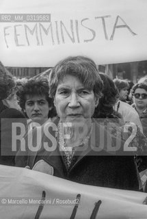 Rome, March 10, 1984. Italian writer Natalia Ginzburg taking part in Io donna per la pace (I woman for peace), a women demonstration for peace and against violence / Roma, 10 marzo 1984. La scrittrice Natalia Ginzburg mentre partecipa alla manifestazione Io donna per la pace - ©Marcello Mencarini/Rosebud2