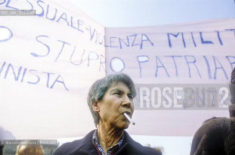 Rome, March 10, 1984. Italian writer Natalia Ginzburg taking part in Io donna per la pace (I woman for peace), a women demonstration for peace and against violence / Roma, 10 marzo 1984. La scrittrice Natalia Ginzburg mentre partecipa alla manifestazione Io donna per la pace - ©Marcello Mencarini/Rosebud2
