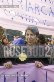 Rome, March 10, 1984. Italian writer Natalia Ginzburg taking part in Io donna per la pace (I woman for peace), a women demonstration for peace and against violence / Roma, 10 marzo 1984. La scrittrice Natalia Ginzburg mentre partecipa alla manifestazione Io donna per la pace - ©Marcello Mencarini/Rosebud2