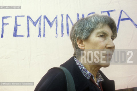 Rome, March 10, 1984. Italian writer Natalia Ginzburg taking part in Io donna per la pace (I woman for peace), a women demonstration for peace and against violence / Roma, 10 marzo 1984. La scrittrice Natalia Ginzburg mentre partecipa alla manifestazione Io donna per la pace - ©Marcello Mencarini/Rosebud2