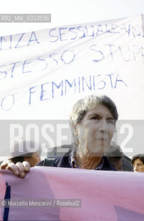 Rome, March 10, 1984. Italian writer Natalia Ginzburg taking part in Io donna per la pace (I woman for peace), a women demonstration for peace and against violence / Roma, 10 marzo 1984. La scrittrice Natalia Ginzburg mentre partecipa alla manifestazione Io donna per la pace - ©Marcello Mencarini/Rosebud2