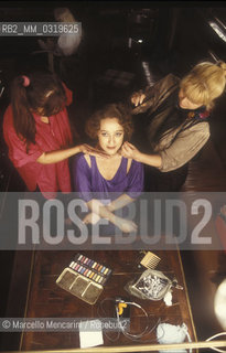 Zagreb, 1987. Italian actress Eleonora Giorgi during the make-up on the set of the TV movie Lo Scialo (The Waste) / Zagabria, 1987. Lattrice Eleonora Giorgi al trucco sul set del film per la TV Lo Scialo - ©Marcello Mencarini/Rosebud2