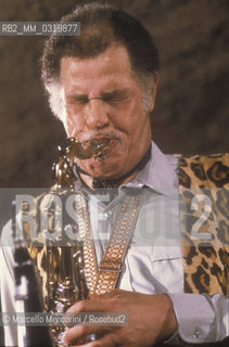 Rome, about 1985. American jazz saxophonist Dexter Gordon / Roma, 1985 circa. Il sassofonista jazz Dexter Gordon - ©Marcello Mencarini/Rosebud2