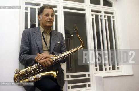 Rome, Alexandra Hotel, about 1985. American jazz saxophonist Dexter Gordon / Roma, Hotel Alexanfdra, 1985 circa. Il sassofonista jazz Dexter Gordon - ©Marcello Mencarini/Rosebud2