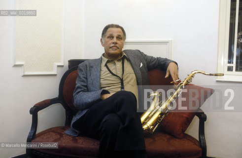 Rome, Alexandra Hotel, about 1985. American jazz saxophonist Dexter Gordon / Roma, Hotel Alexanfdra, 1985 circa. Il sassofonista jazz Dexter Gordon - ©Marcello Mencarini/Rosebud2