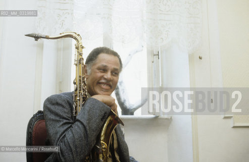 Rome, Alexandra Hotel, about 1985. American jazz saxophonist Dexter Gordon / Roma, Hotel Alexanfdra, 1985 circa. Il sassofonista jazz Dexter Gordon - ©Marcello Mencarini/Rosebud2
