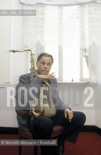 Rome, Alexandra Hotel, about 1985. American jazz saxophonist Dexter Gordon / Roma, Hotel Alexanfdra, 1985 circa. Il sassofonista jazz Dexter Gordon - ©Marcello Mencarini/Rosebud2