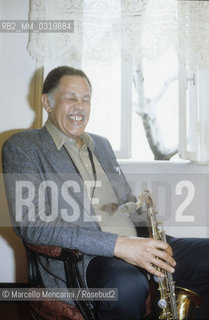 Rome, Alexandra Hotel, about 1985. American jazz saxophonist Dexter Gordon / Roma, Hotel Alexanfdra, 1985 circa. Il sassofonista jazz Dexter Gordon - ©Marcello Mencarini/Rosebud2