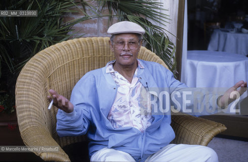 Venice Lido, Excelsior Hotel, Venice Film Festival 1986. Jazz saxophonist Dexter Gordon, in competition as interpreter of the movie Round Midnight by Bertrand Tavernier / Lido di Venezia, Hotel Excelsior, Mostra del Cinema di Venezia 1986. Il sassofonista jazz Dexter Gordon, in concorso come interprete del film Round Midnight di Bertrand Tavernier - ©Marcello Mencarini/Rosebud2